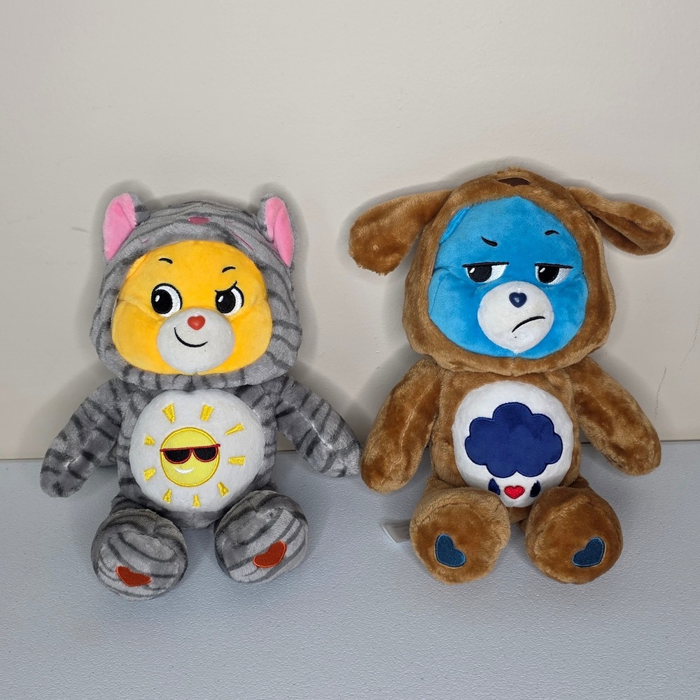 Care Bears Plush Kids 12 Inch Funshine & Grumpy Bear Costumes Cat and Dog